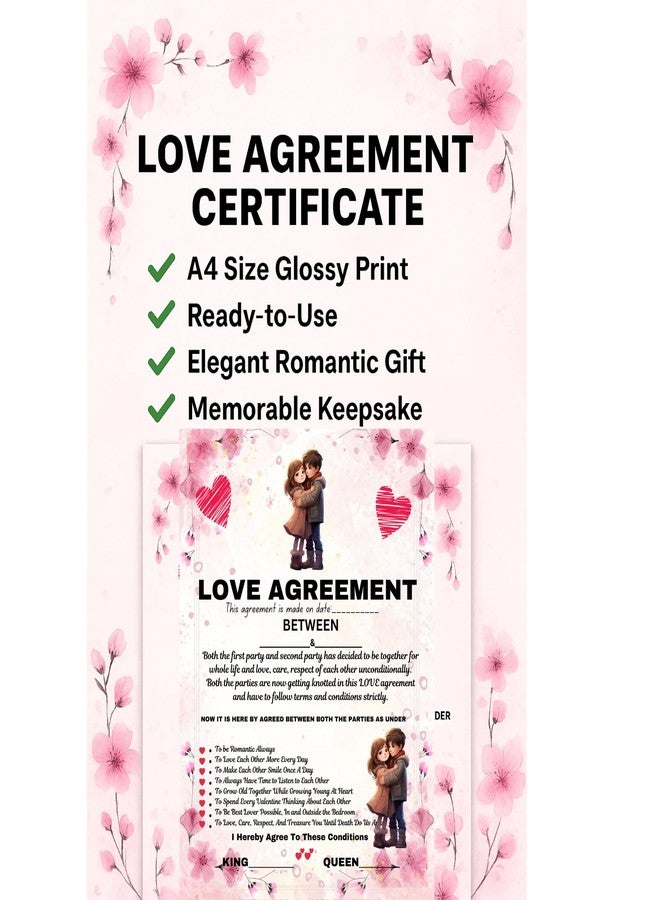 Toplen Love Agreement Certificate | A4 Size Premium Glossy Paper | Romantic Gift for Couples | Valentine’s Day, Wedding & Anniversary Special Keepsake - Image 4